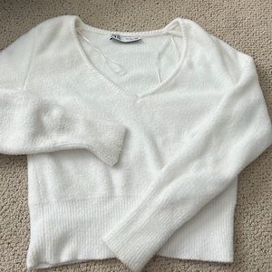 Cropped V-Neck Sweater